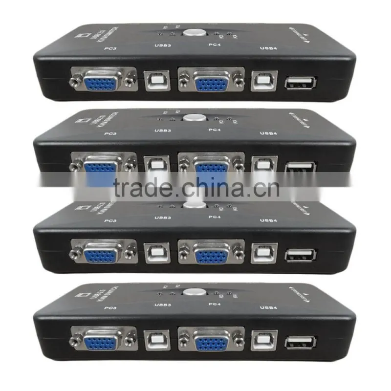 4 Port hub USB 2.0 KVM VGA/SVGA Switch Box Adapter Connects Printer Intelli keyboard Mouse 4 Computers Use 1 monitor