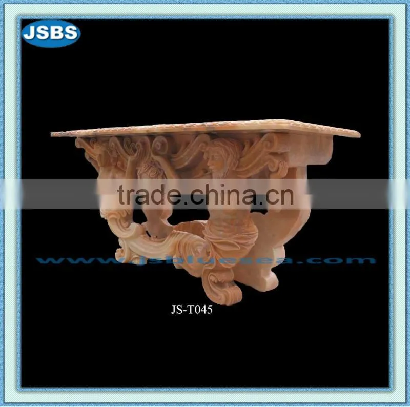 hand carved marble table with statue base
