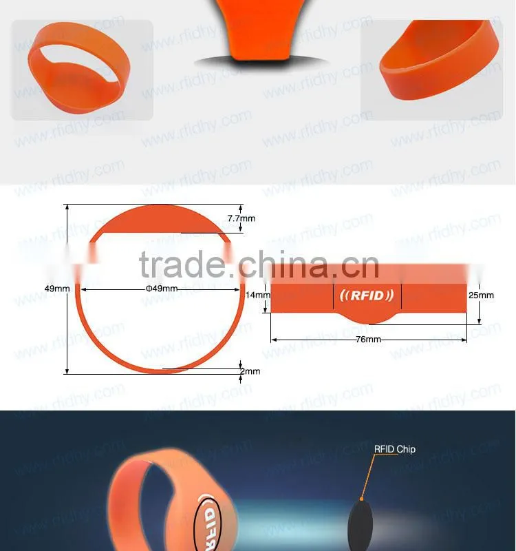 Order Printed Silicone Wristbands RFID for Fitness/gym