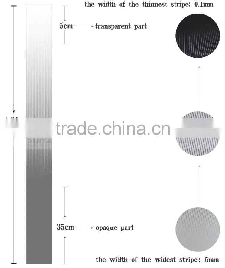 Decorative PET White Perpendicular Stripe Gradation Window Film Similar to 3M Window Film