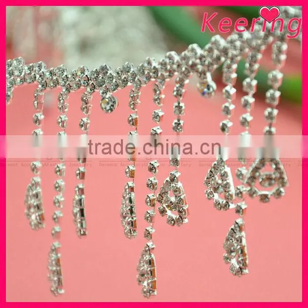 woman fashion blingbling wholesale necklace style rhinestone trim roll jewelry chain WRC-222