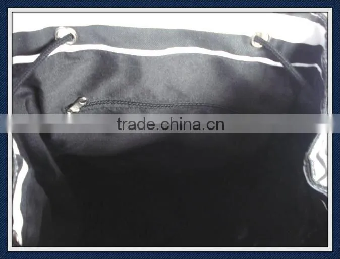 Printed canvas backpack bag with pu trim
