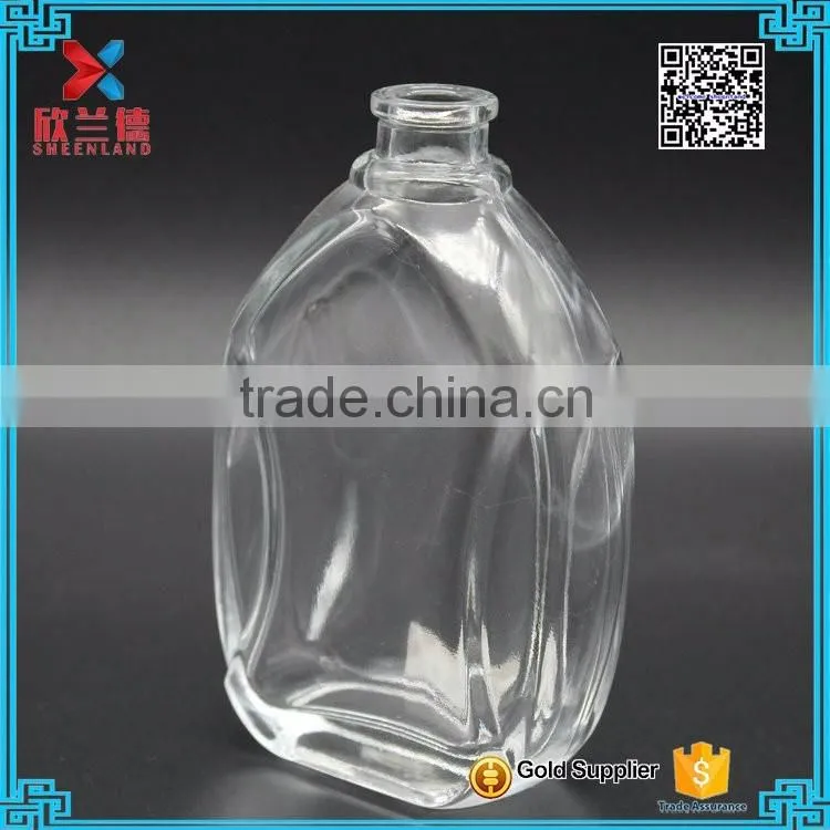 110ml bestselling Oblate round transparent glass perfume bottle with crimp neck