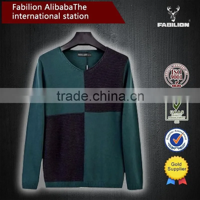 2015 the new men's sweater cultivate one's morality pure color for grid sweater