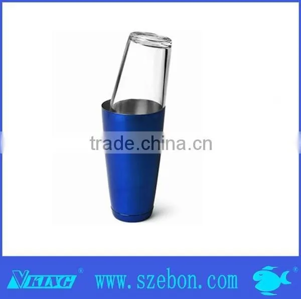 High quality stainless steel gold plated 2pcs boston cocktail shaker set