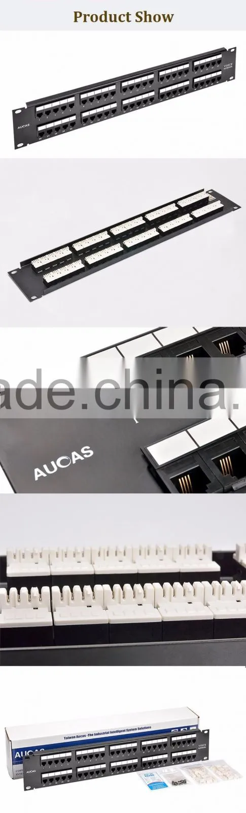 Aucas Taiwan Brand RJ11 Communication Cable Patch Panel 50 Port For Telephone Cable Hot Price