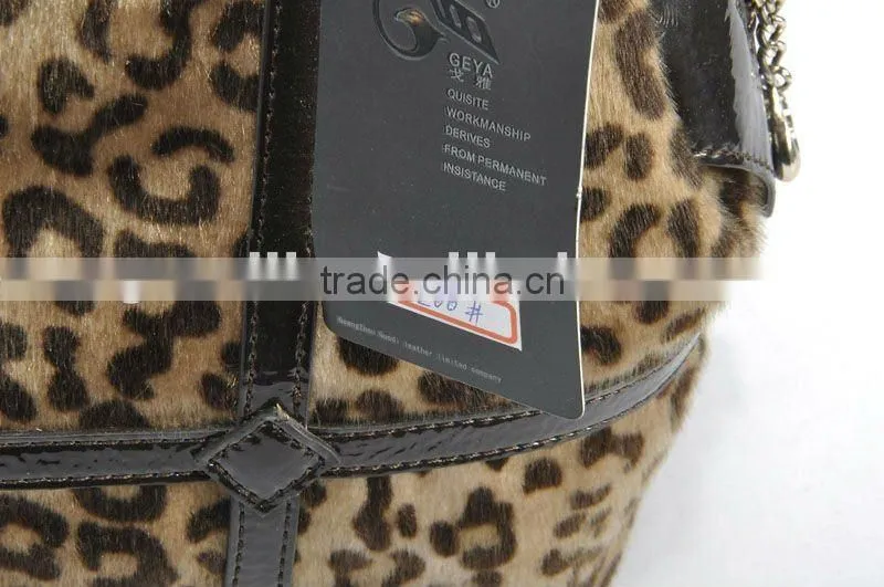New Fashion 2012! Trendy Lady Imitative Horse-hair With Leopard Printing Handbag!