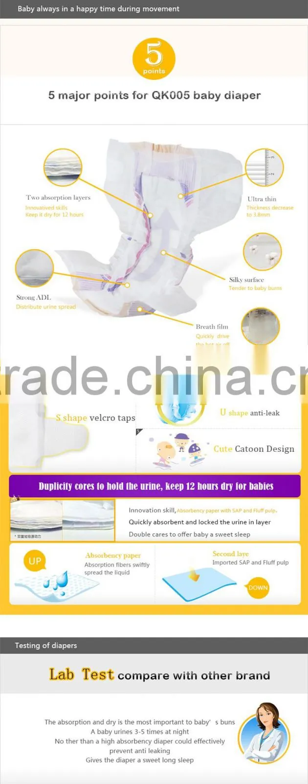 China supplier of high quality baby diapers
