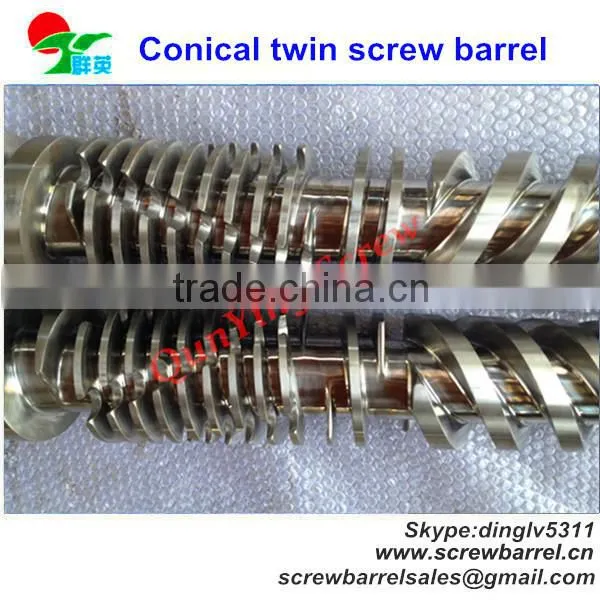 Conical twin screw barrel for double screw extruder