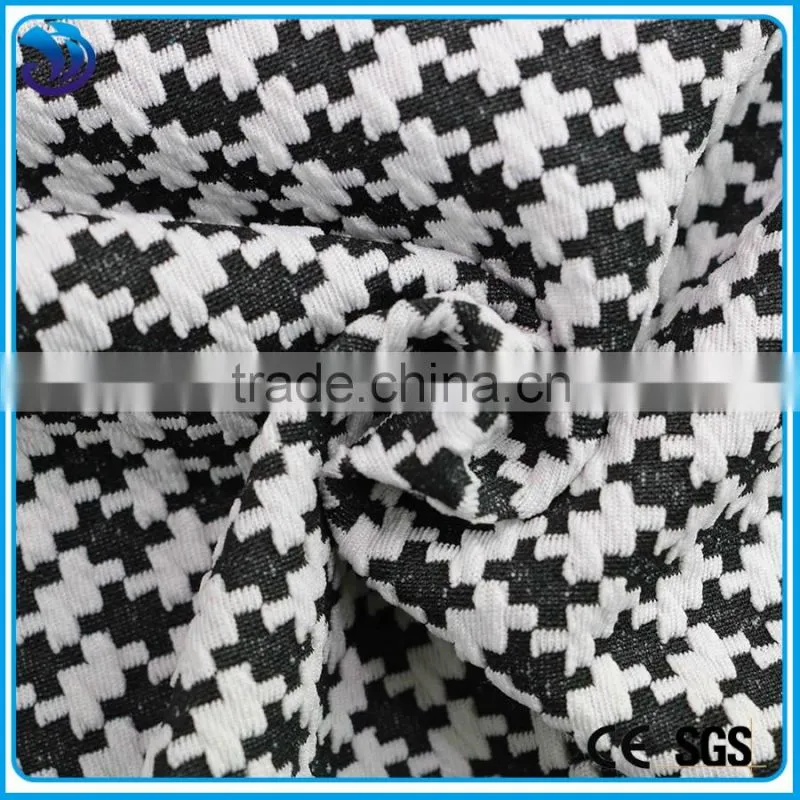 polyester/spandex Houndstooth design knitting fabric for garment