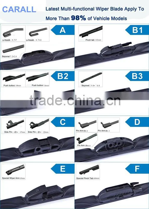 Multi-clip hybrid type car accessories windshield wiper blade with elasic steel backbone