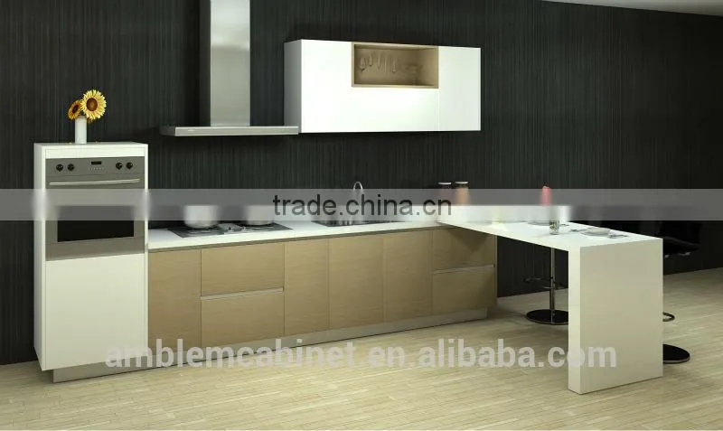 2014 NEW wood grain melamine and bright color lacquer kitchen cabinet