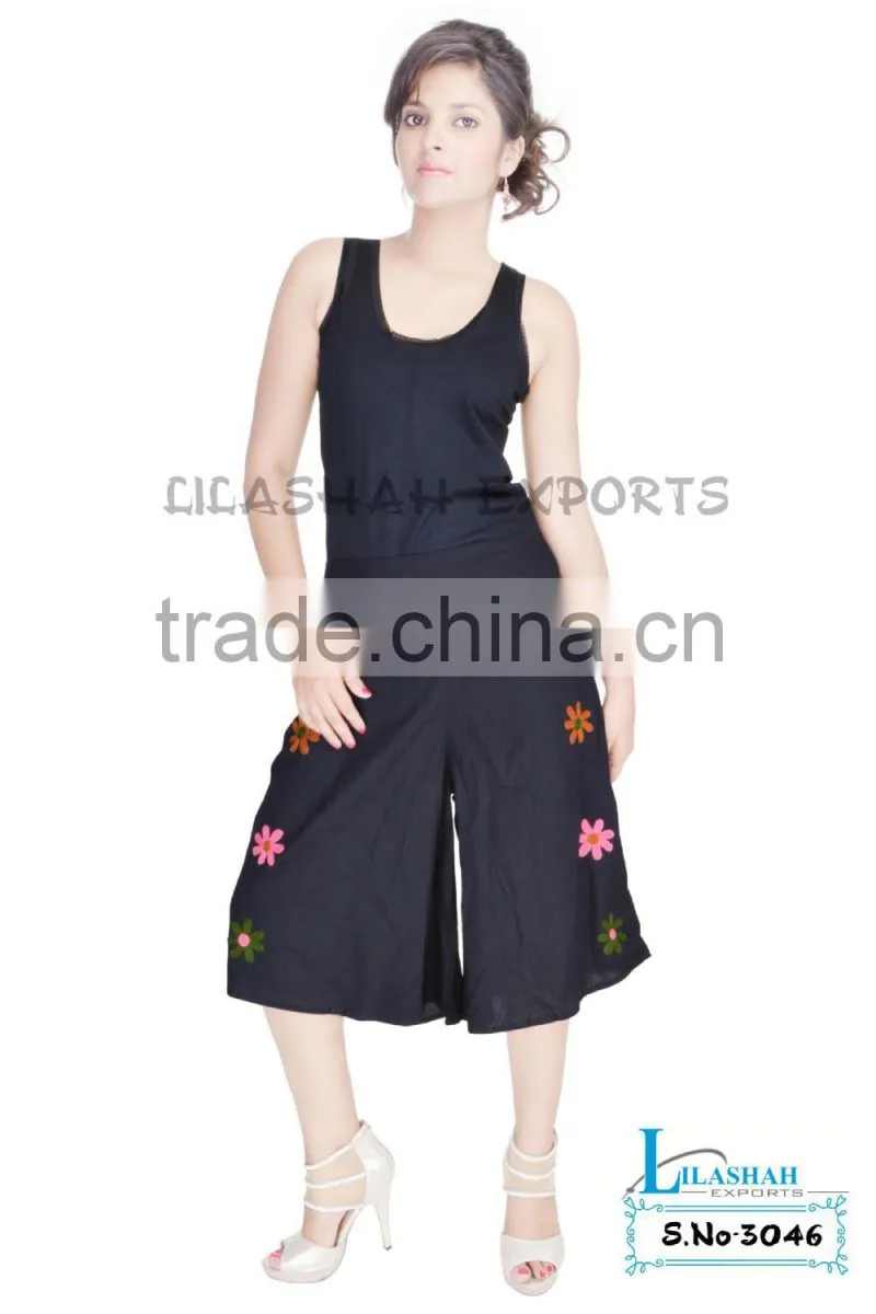 3046 Cotton women ladies' Short emd. ropa pantalon Trouser style jaipur india
