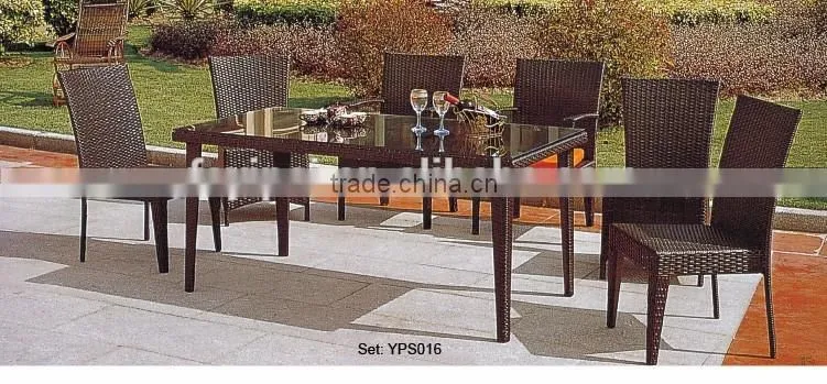 restaurant furniture elegant rattan wicker high long table chairs dining set YPS032