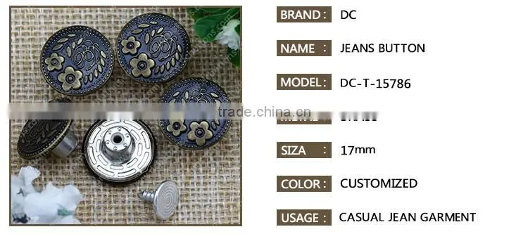 Special Design Clothing Screw Jean Button Jeans Series Jeans Button