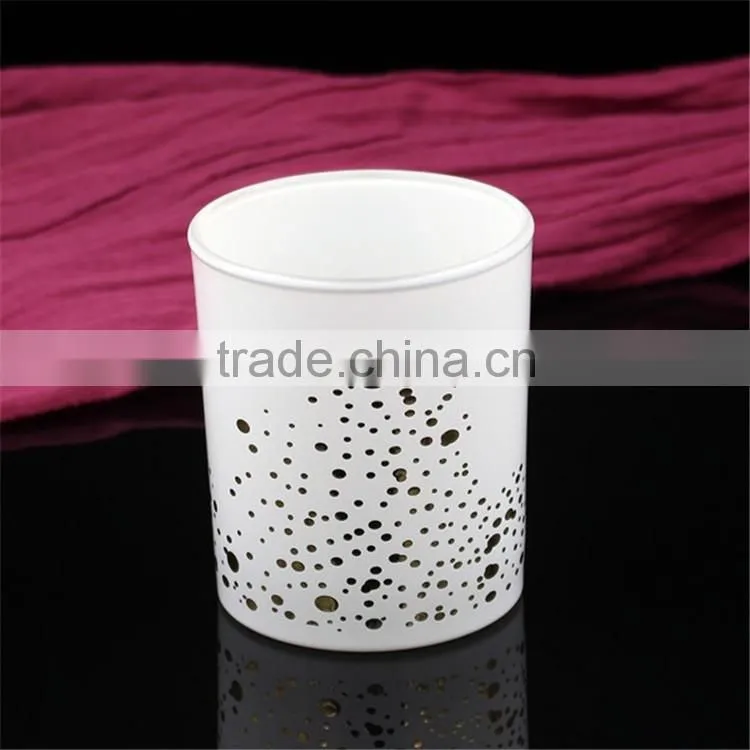 white coating with gold high quality scented candle glass jars
