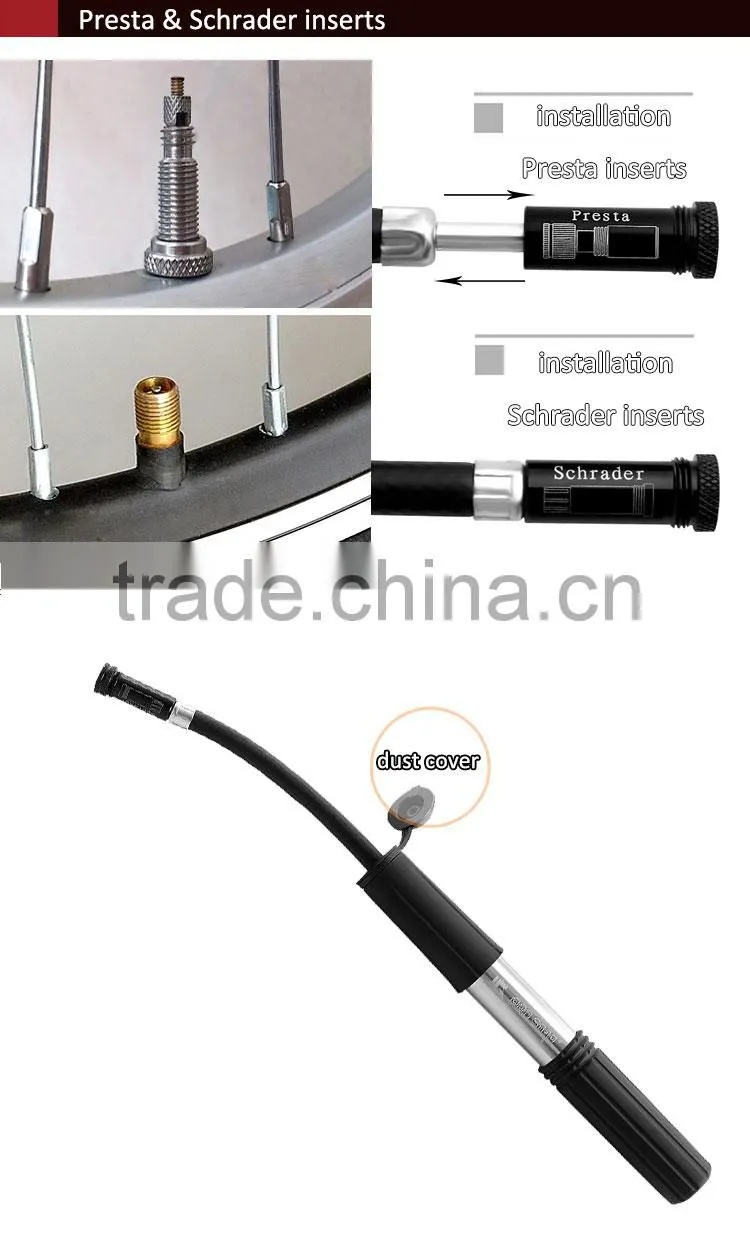 hot sell aluminum bicycle parts mini hand air pump with hidden hose