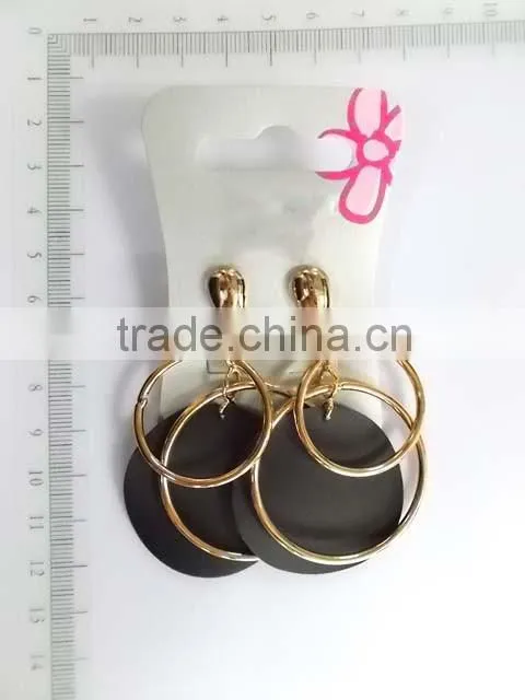 Fancy silvery hollow out circles cross chain dangle earrings
