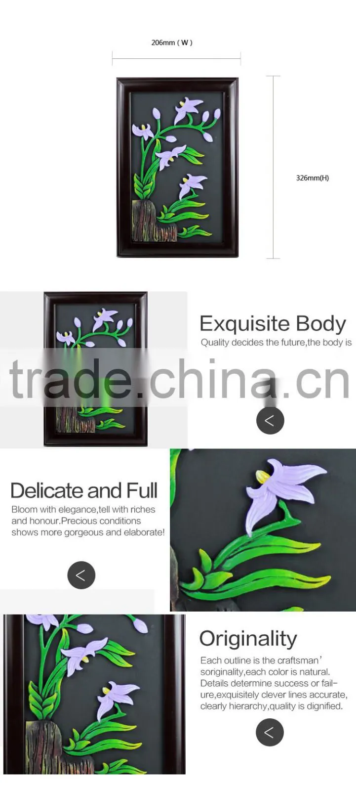 2016 orchid modern home made decorative handicraft wall hanging for formadehyde removal