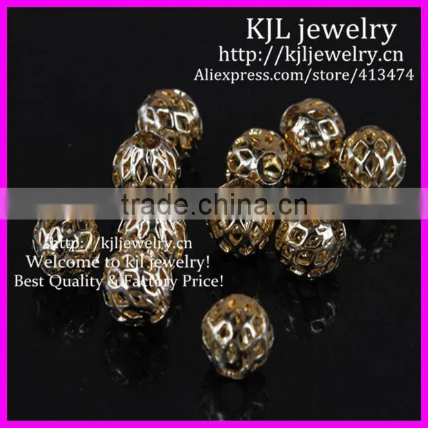 KJL-BD5322 Fashion Silver Plated Net Ball Spacer Big Hole Charm Beads Fit DIY European Bracelets 9x9mm