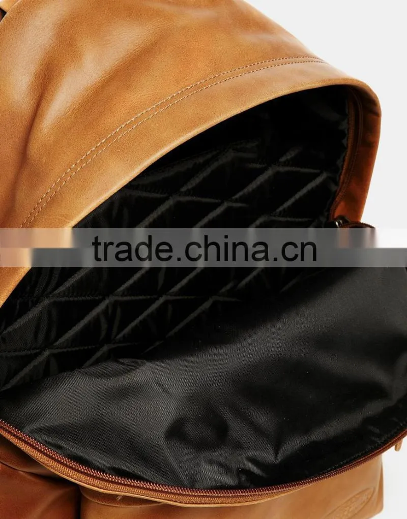 Tan color cross body leather bag