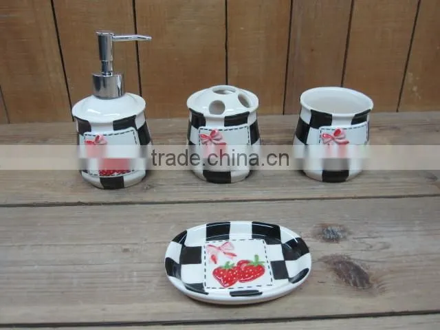 New strawberry emboss ceramic cookie jar with red lid