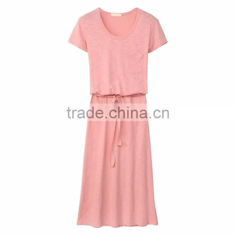 The 2016 women's clothing of cultivate one's morality show thin short sleeve v-neck long dress