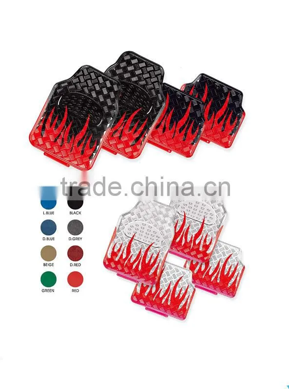 Fire Design 4PC Coloful Metallic Design Aluminum Car Floor Mat Wholesale