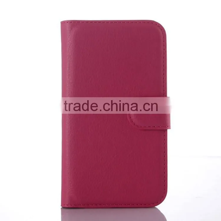 Factory Price Lichee Leather Pouch Wallet Case Folio Stand Cover for Samsung GALAXY J1 ACE