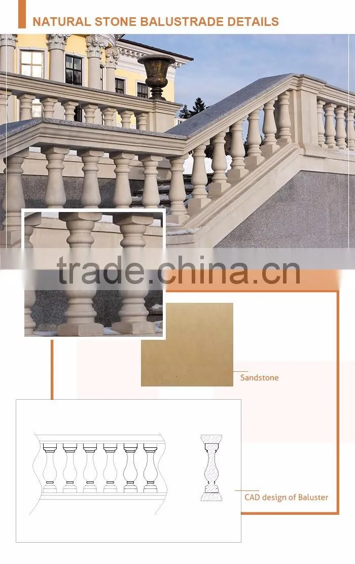 Beautiful Marble / Onyx / Granite / Limestone Natural Stone Baluster Railing