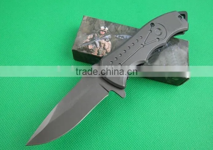 OEM titanium surface folding knife with 5CR13MOV blades