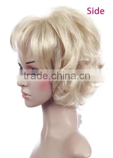 European and American design monofilament fashion hair synthetic short blonde hair wig