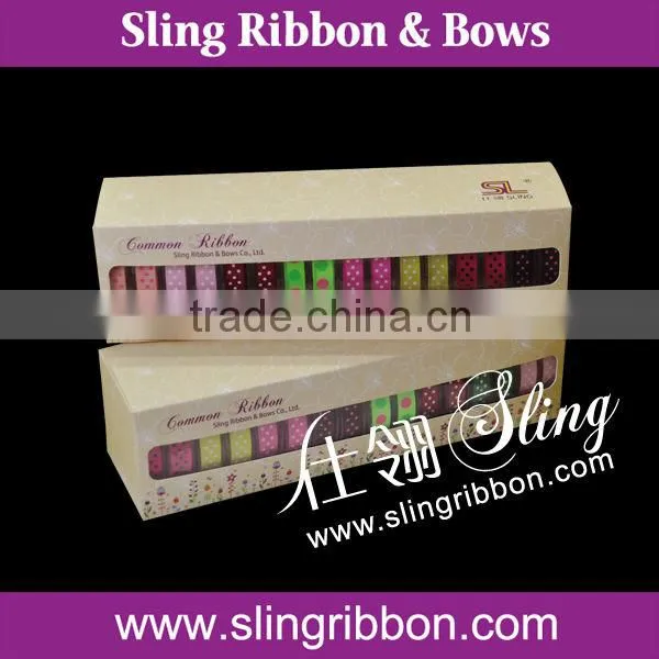25 Yards Polka Dot Polyester Satin and Grosgrain Ribbon For Retail