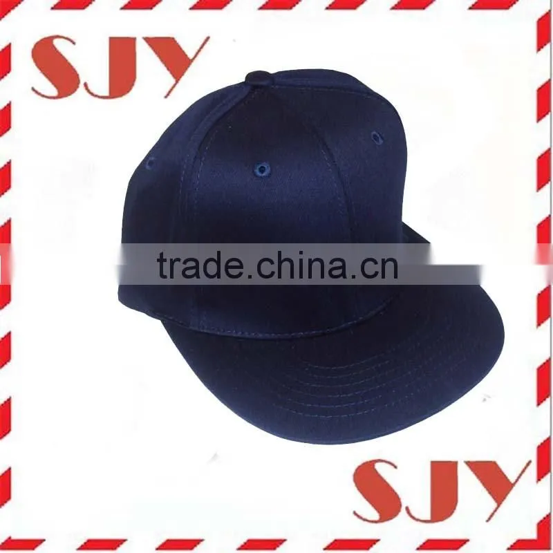 2 Sizes Navy Blue Fitted Flat Brim Baseball Hat