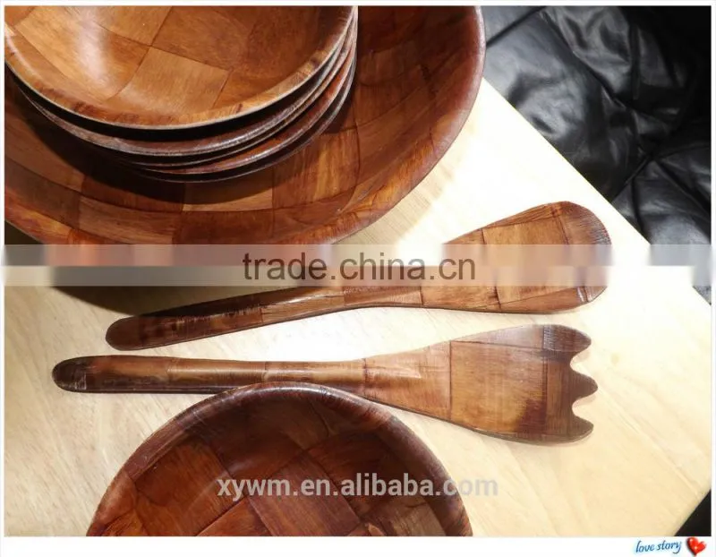 Vintage Woven Wood salad bowls--Jane