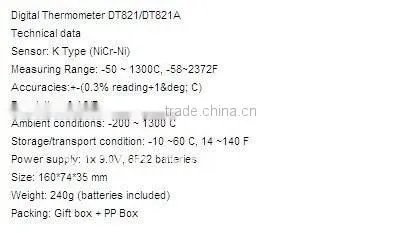 -50-1300C+- (0.3% +1) , K type(NiCr-Ni) , Beads K type thermometer DT821 free shipping