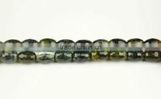 Dyed Yellowgreen Agate Faceted Rice Beads