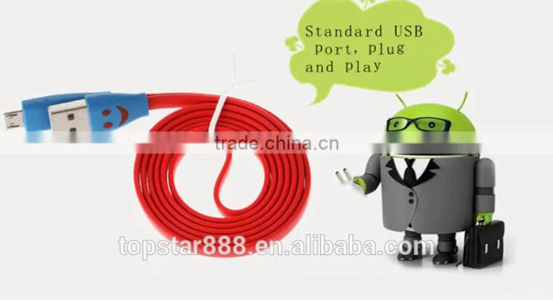 1m USB 3.0 cable Smile LED USB Charger Cable for android phones