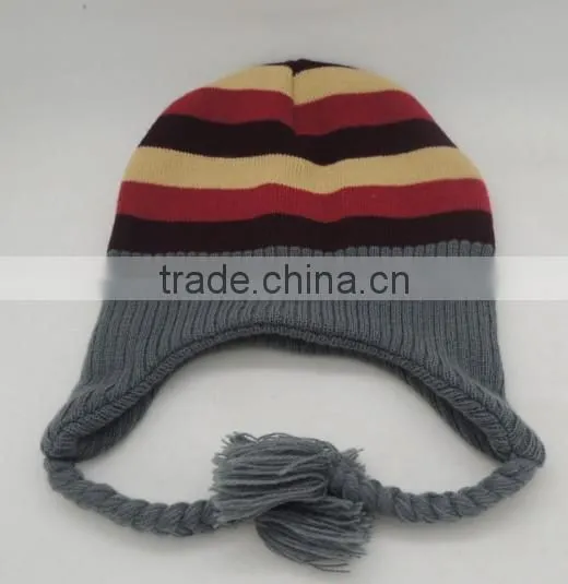 Funny Knitted Winter Earflap Hat Beanies Hat with Strings