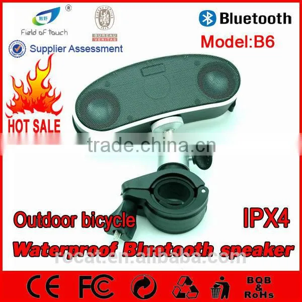 B6 white color wireless handsfree LED bicycle bluetooth speaker with FM radio