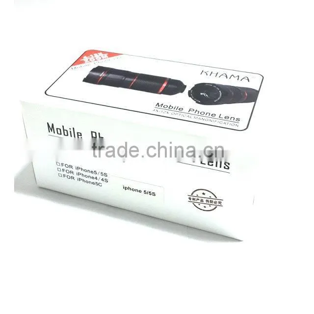 Detachable 4X/12X Magnification Adjustment Zoom Lens With Manual Focus Function For iPhone5/5S