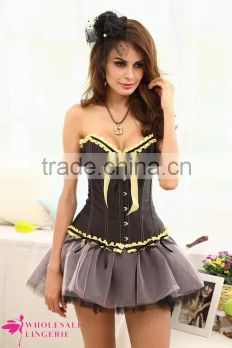 colorful Wholesale Best Selling Sexy Black Bowknot retro Corset