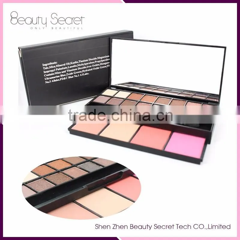 wholesale cosmetic palette 16 color naked eyeshadow palette with four blusher