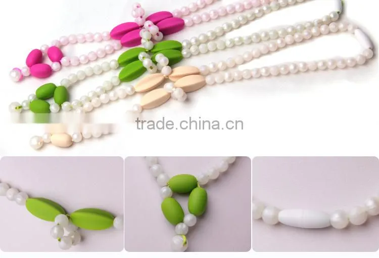 Kean latest design silicone beaded teething necklace for baby chewing