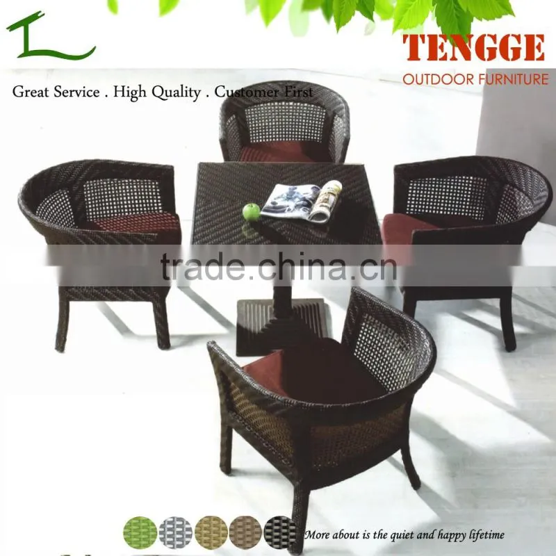 YH-6130 Popular coffee shop furniture black cane rattan chairs and table
