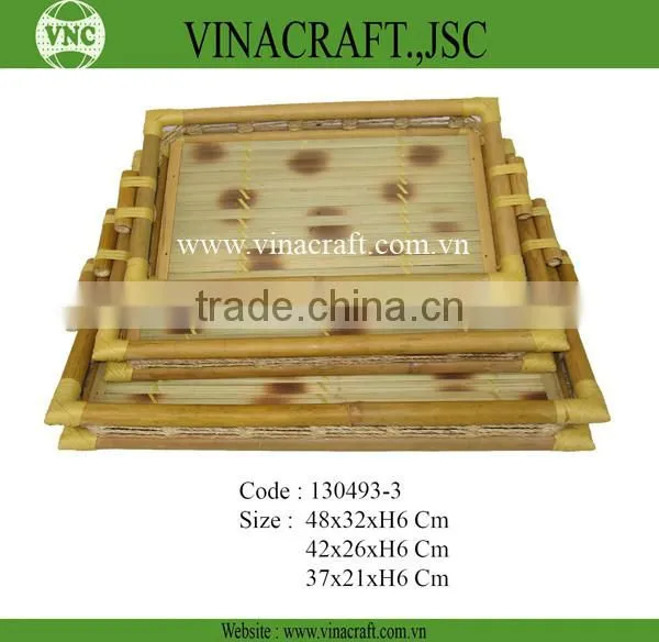 Hotsale natural bamboo tray with handle