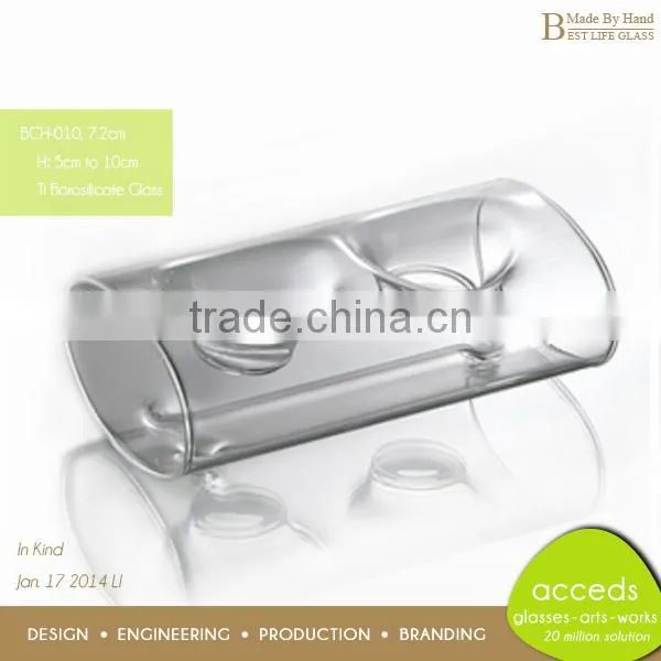 Clear Hand Blown Glass Candle Holders