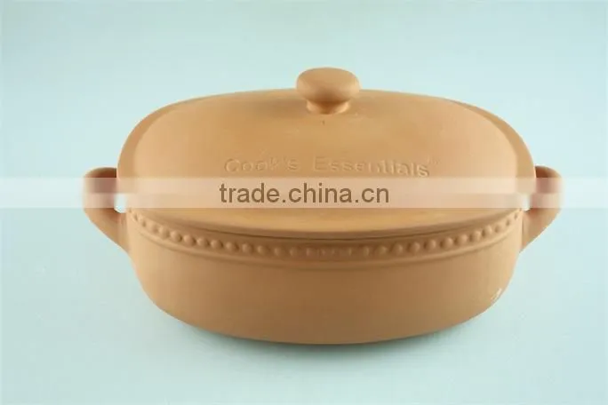 Ceramic rectangular terracotta clay pots turren with lid, soup pot serv dish 5.5 L capacity