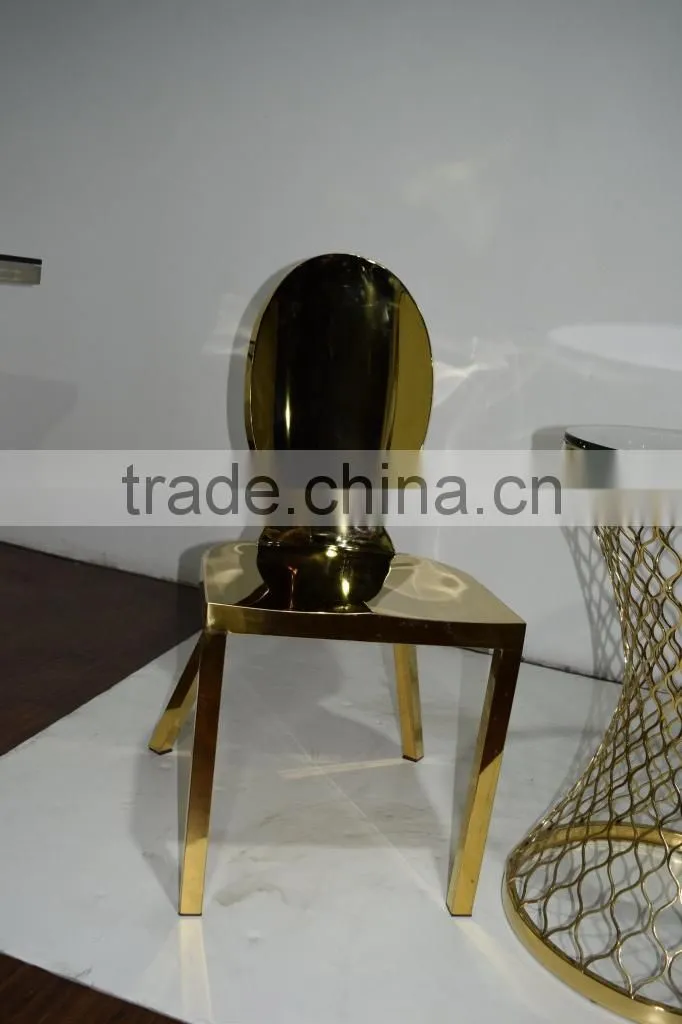 LC09 modern stainless steel legs gold dining chair for wedding