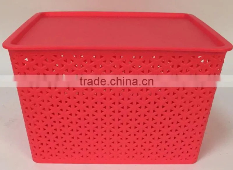 medium size plastic laundry basket storage basket clothing bastet with lid
